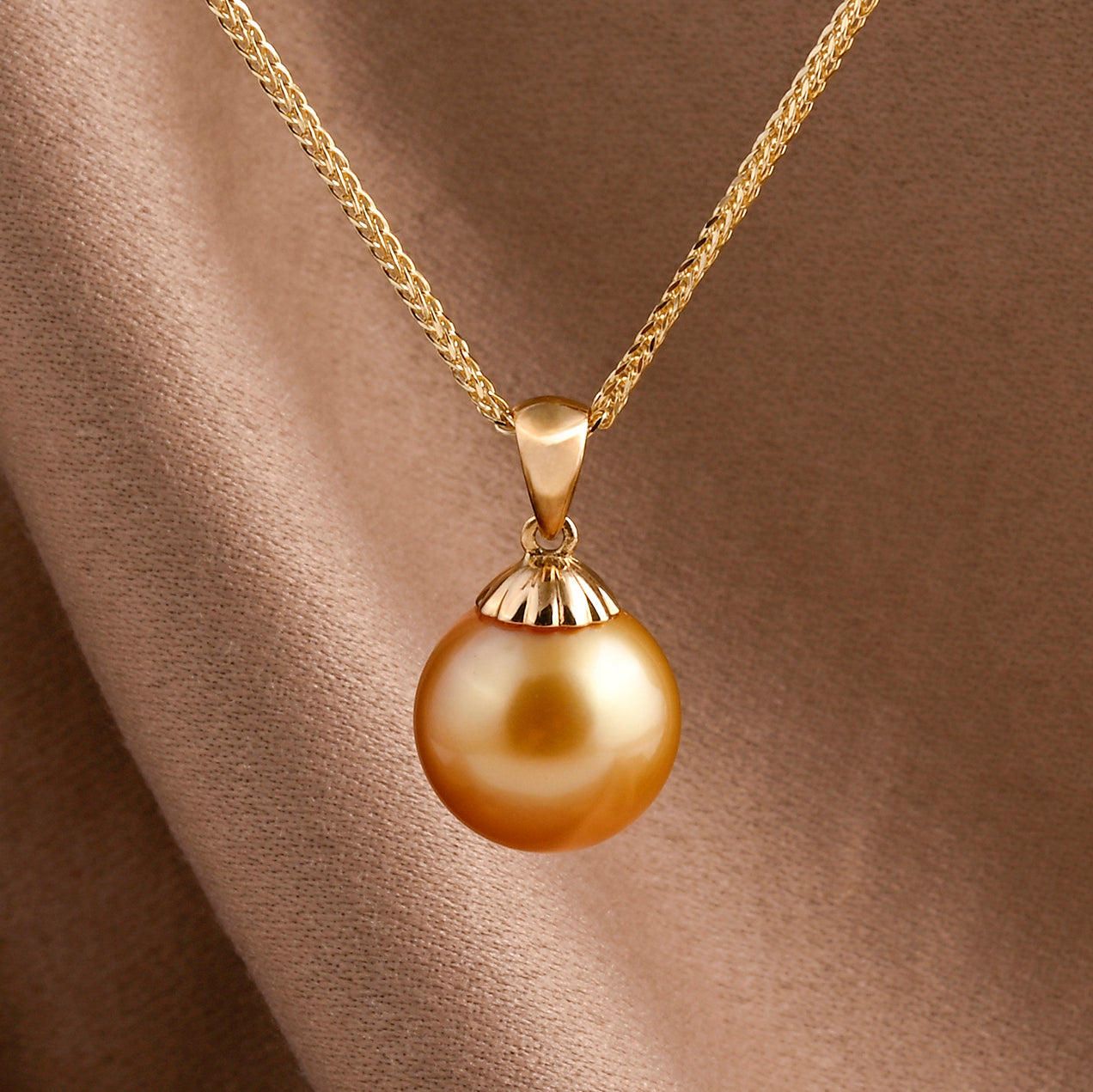 AAA Goldene Südsee Perle (12-13 mm) Anhänger 750 Gelb Gold