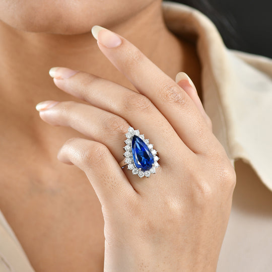 Rhapsody AAAA Tansanit, Weißer Diamant Ring 950 Platin (Größe 19.00) ca. 11.34 ct