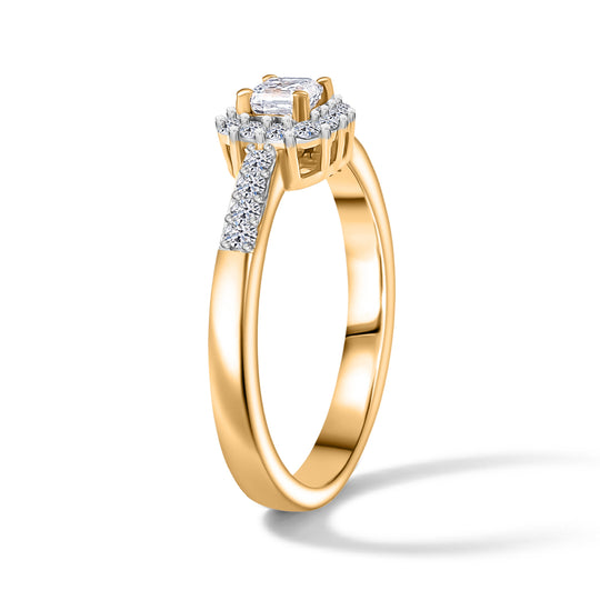 LUXURIANT DIAMOND - Lab Grown Diamant SI-GH Ring 925 Silber 750 Gelbgold Vermeil (Größe 19.00) ca. 0.50 ct