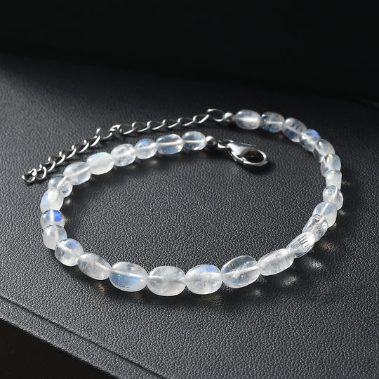 D'Joy AAA Meetiyagoda Regenbogen Mondstein Armband ca. 19 cm + 5 cm Extender, 925 Silber rhodiniert ca. 25.00 ct