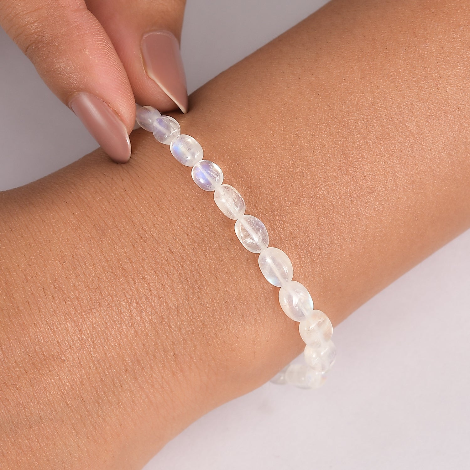 D'Joy AAA Meetiyagoda Regenbogen Mondstein Armband ca. 19 cm + 5 cm Extender, 925 Silber rhodiniert ca. 25.00 ct