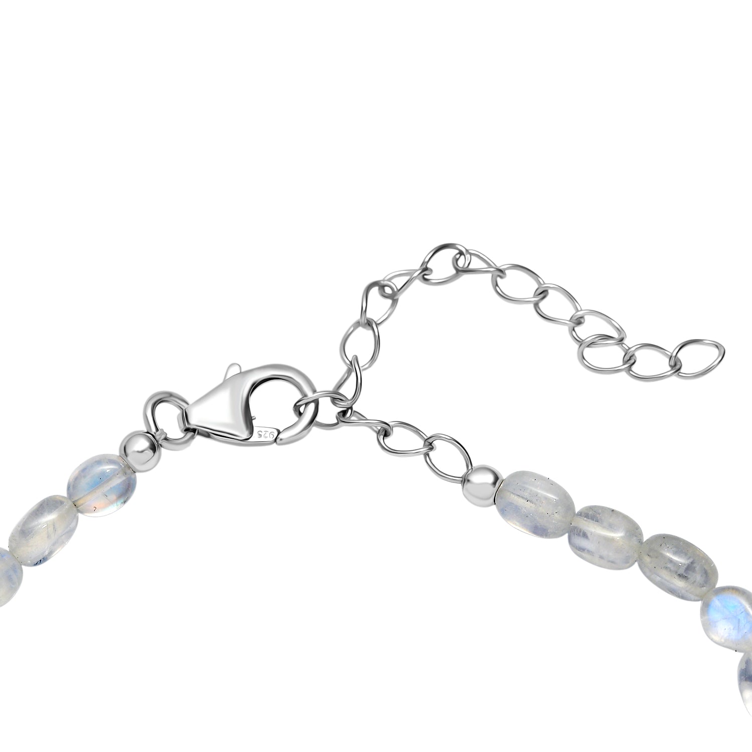 D'Joy AAA Meetiyagoda Regenbogen Mondstein Armband ca. 19 cm + 5 cm Extender, 925 Silber rhodiniert ca. 25.00 ct