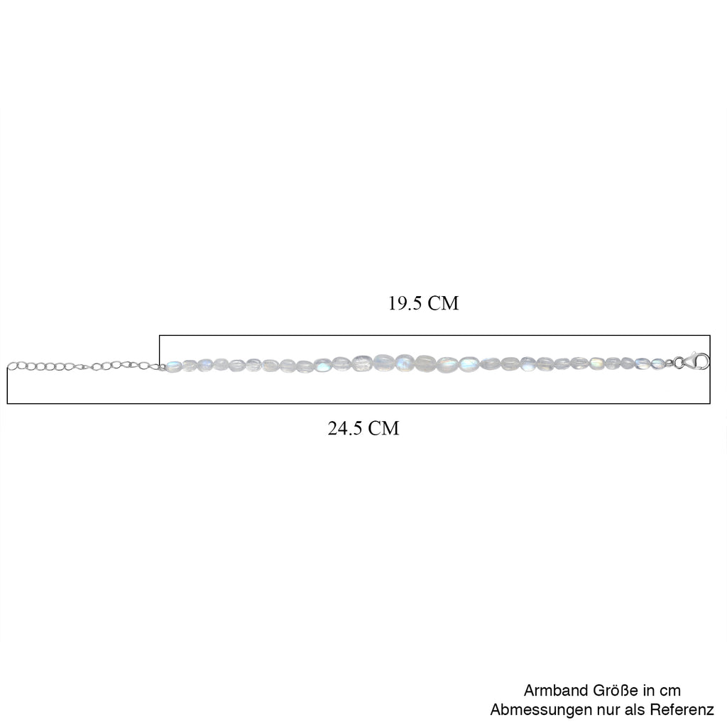 D'Joy AAA Meetiyagoda Regenbogen Mondstein Armband ca. 19 cm + 5 cm Extender, 925 Silber rhodiniert ca. 25.00 ct