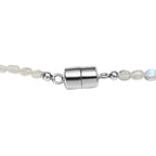D'Joy AAA Meetiyagoda Regenbogen Mondstein Halskette ca. 45 cm, 925 Silber rhodiniert