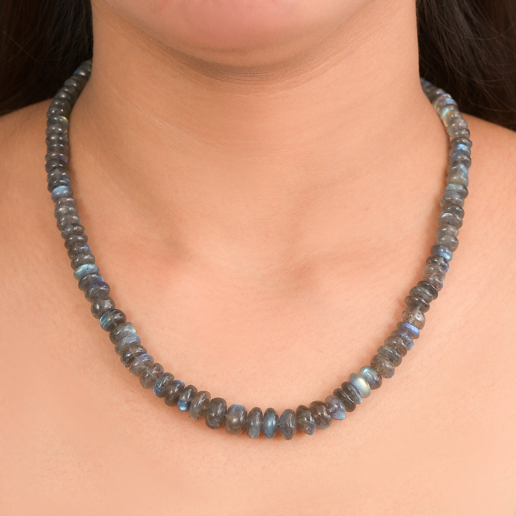 BALI LIVE DEAL - D'Joy AAA Labradorit Halskette ca. 45 cm 925 Silber rhodiniert ca. 150.00 ct