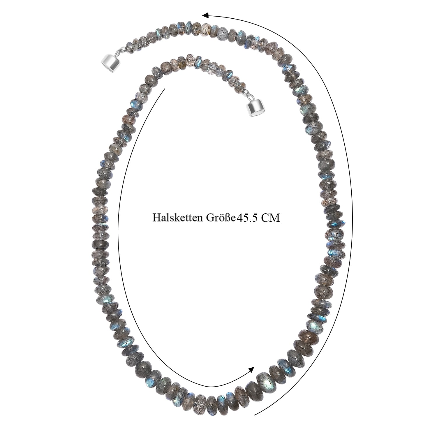 D'Joy AAA Labradorit Halskette ca. 45 cm 925 Silber rhodiniert ca. 150.00 ct