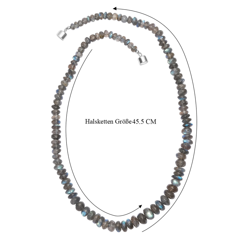 BALI LIVE DEAL - D'Joy AAA Labradorit Halskette ca. 45 cm 925 Silber rhodiniert ca. 150.00 ct