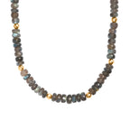 D'Joy AAA Labradorit Halskette ca. 45 cm + 5 cm Extender, 925 Silber 750 Gelbgold Vermeil ca. 223,00 ct.