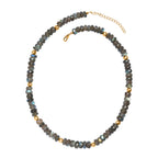 D'Joy AAA Labradorit Halskette ca. 45 cm + 5 cm Extender, 925 Silber 750 Gelbgold Vermeil ca. 223,00 ct.