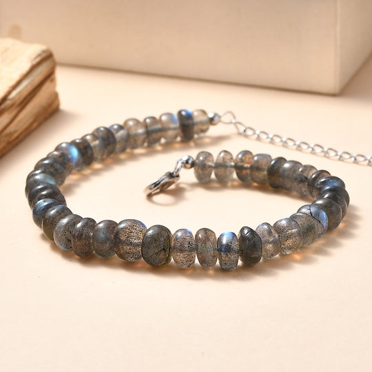 D'Joy AAA Labradorit Armband ca. 19 cm + 5 cm Extender, 925 Silber rhodiniert ca. 60,00 ct.