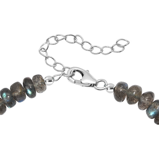 D'Joy AAA Labradorit Armband ca. 19 cm + 5 cm Extender, 925 Silber rhodiniert ca. 60,00 ct.