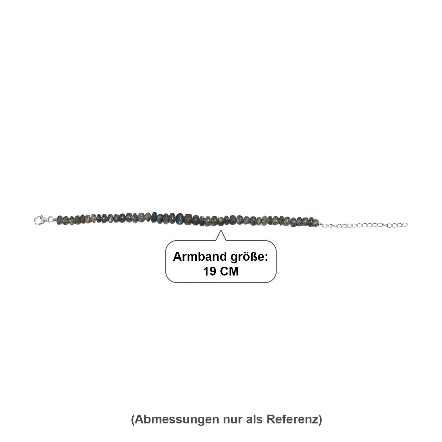 D'Joy AAA Labradorit Armband ca. 19 cm + 5 cm Extender, 925 Silber rhodiniert ca. 60,00 ct.