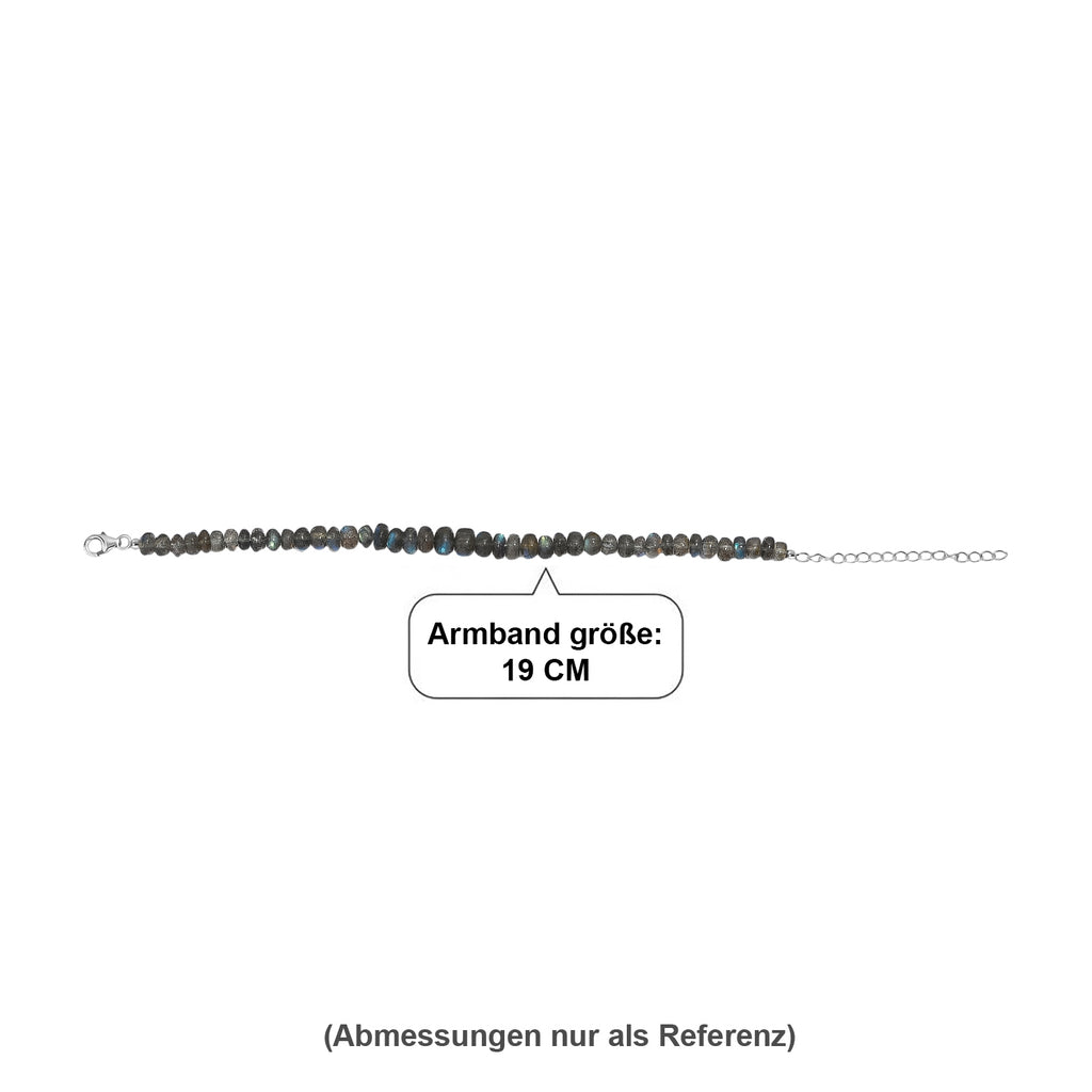 D'Joy AAA Labradorit Armband ca. 19 cm + 5 cm Extender, 925 Silber rhodiniert ca. 60,00 ct.