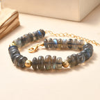 D'Joy AAA Labradorit Armband ca. 19 cm + 5 cm Extender, 925 Silber 750 Gelbgold Vermeil ca. 85,00 ct.