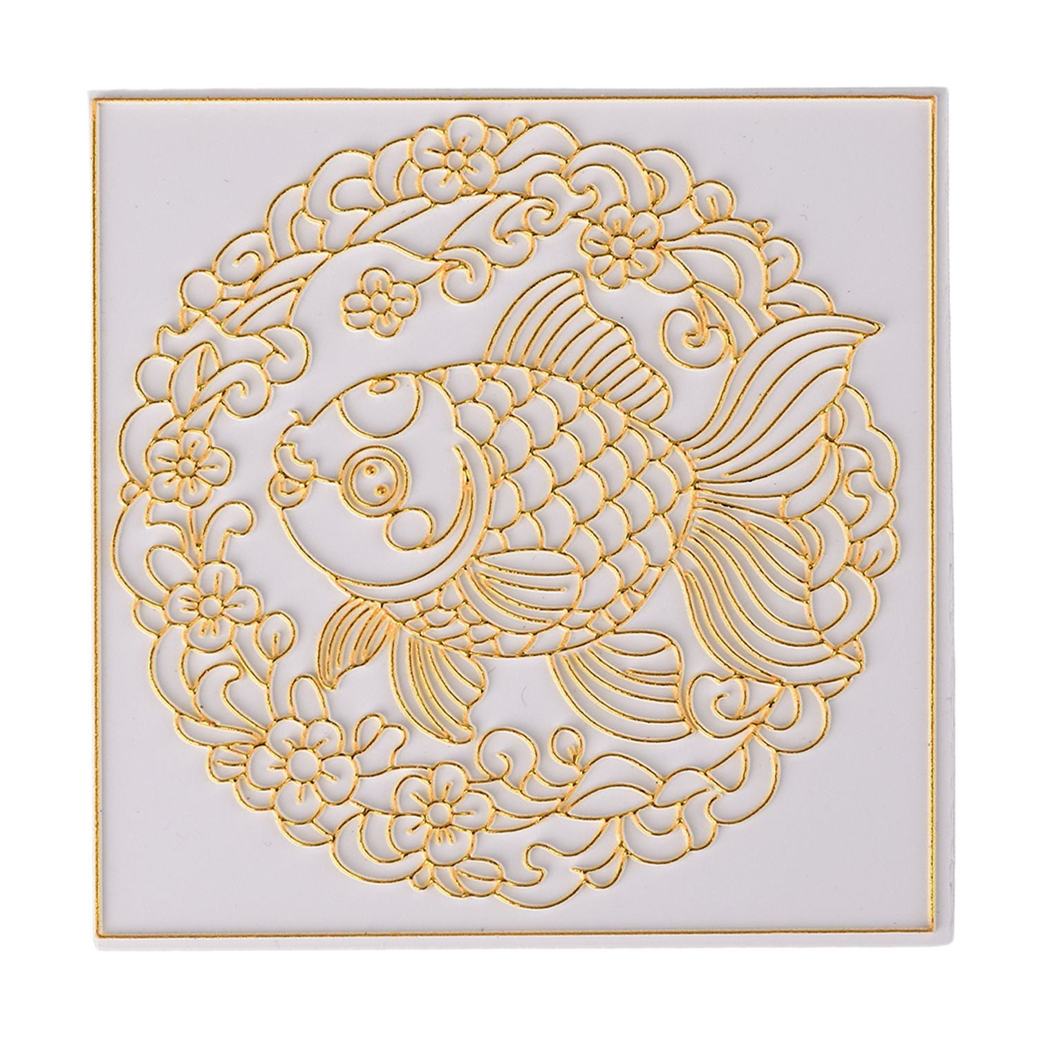 GOLDEN LOTTERY Rundes Sandbild im Tischrahmen Set mit farbigem Sand, wasserbasiertem Kleber, Plastikbecher und Malwerkzeug 18,5 x 16 x 5 cm, Koi Fisch Motiv