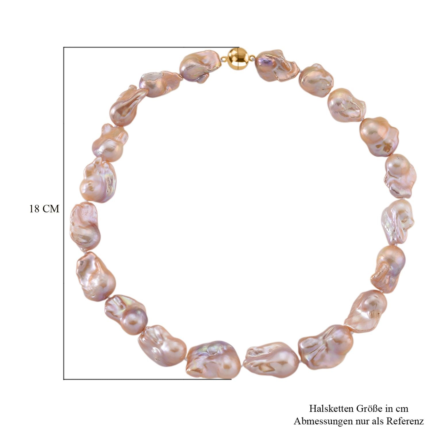 D'Joy AAAA Mehrfarbig-Barockperle (13-16 mm) Halskette ca. 50 cm 925 Silber vergoldet