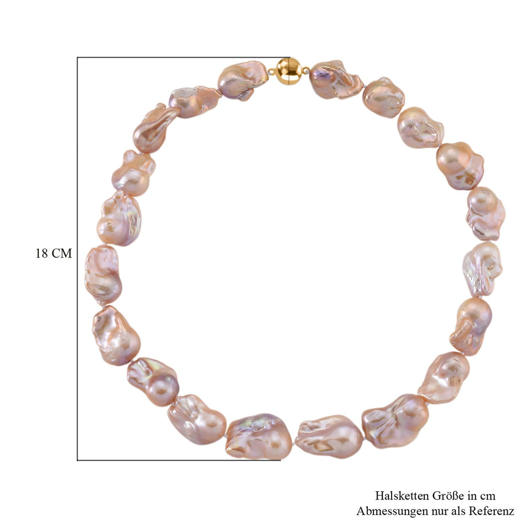 D'Joy AAAA Mehrfarbig-Barockperle (13-16 mm) Halskette ca. 50 cm 925 Silber vergoldet