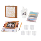GOLDEN LOTTERY Aufbewahrungsbox mit Sandbild zum kreativen Gestalten, Set mit farbigem Sand, wasserbasiertem Kleber, Plastikbecher und Malwerkzeug 23 x 15,3 x 6 cm, Elefantenmotiv