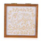 GOLDEN LOTTERY Aufbewahrungsbox mit Sandbild zum kreativen Gestalten, Set mit farbigem Sand, wasserbasiertem Kleber, Plastikbecher und Malwerkzeug 23 x 15,3 x 6 cm, Elefantenmotiv