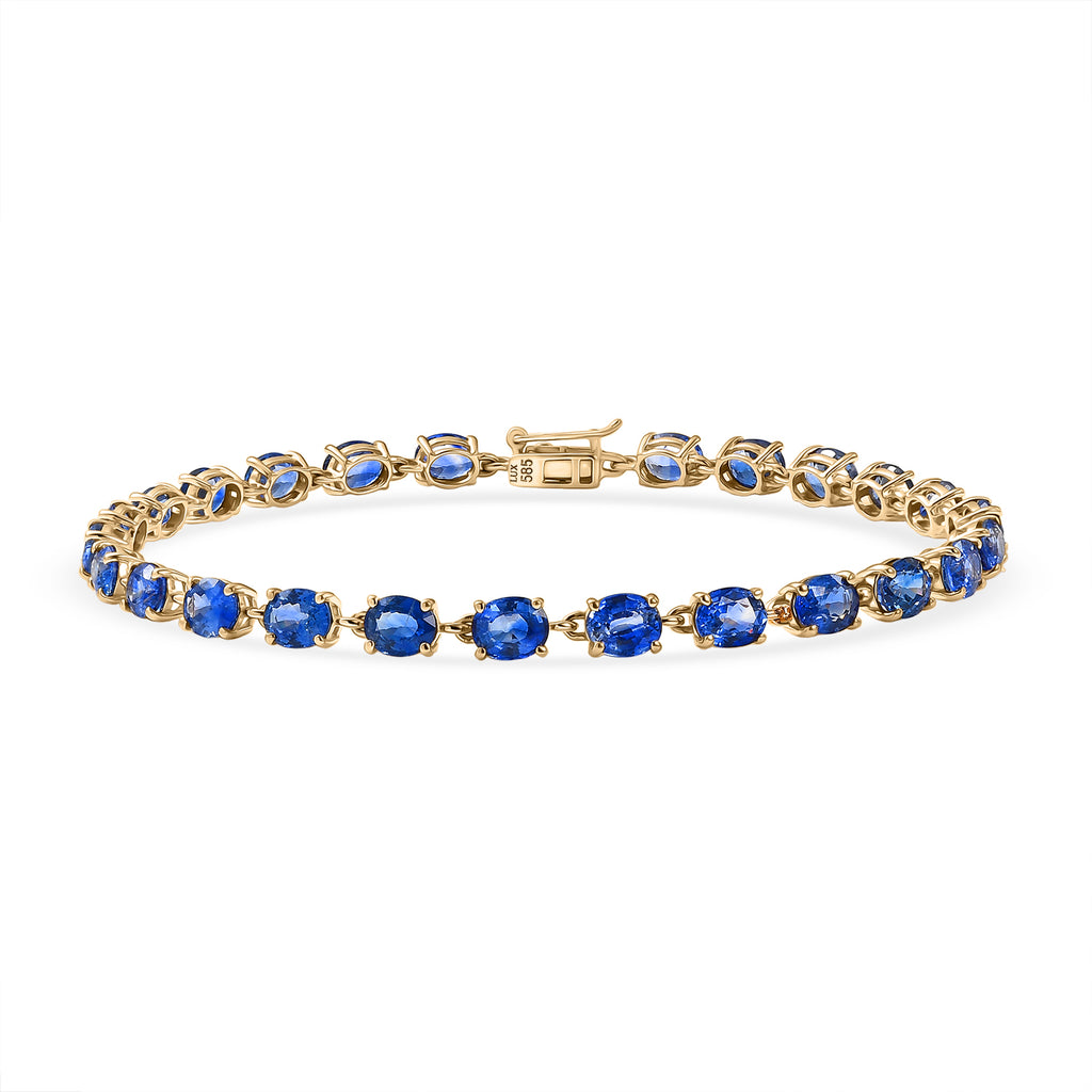 LUXORO AAA Blauer Ceylon-Saphir Armband ca. 19 cm 585 Gelb Gold ca. 10.61 ct