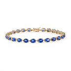 LUXORO AAA Blauer Ceylon-Saphir Armband ca. 19 cm 585 Gelb Gold ca. 10.61 ct