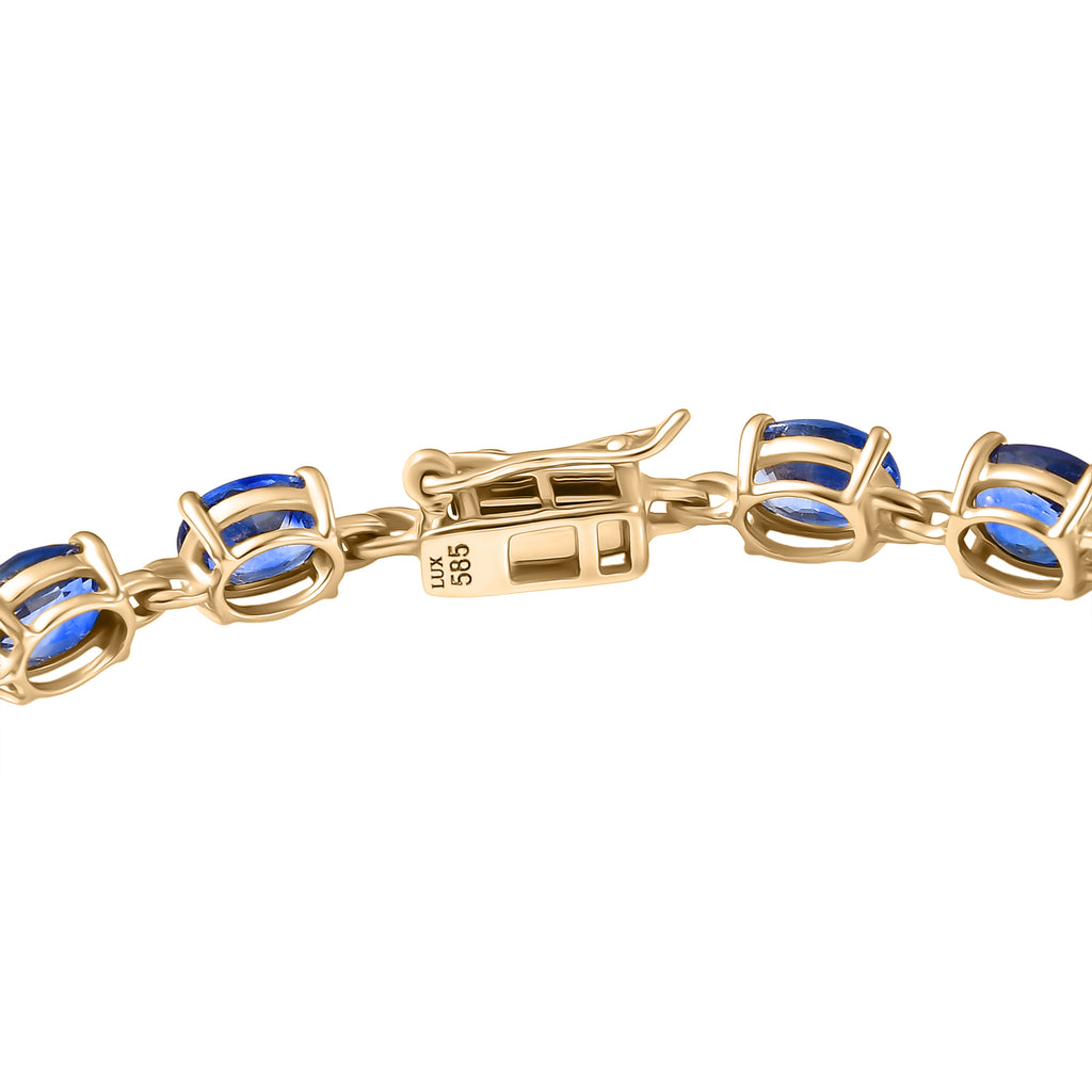 LUXORO AAA Blauer Ceylon-Saphir Armband ca. 19 cm 585 Gelb Gold ca. 10.61 ct