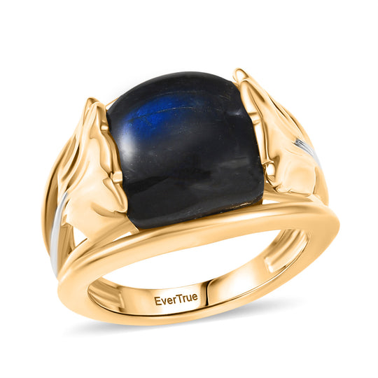 EVER TRUE AAA Labradorit Ring Nickelfreies Messing Zweifarbige Beschichtung (Größe 17.00) ca. 8,50 ct
