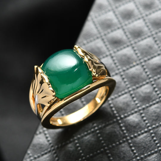 EVER TRUE Verde Onyx Ring Nickelfreies Messing Zweifarbige Beschichtung (Größe 18.00) ca. 7,12 ct