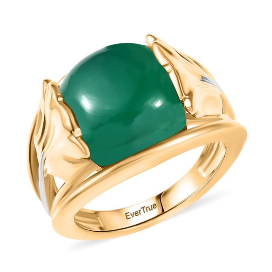 EVER TRUE Verde Onyx Ring Nickelfreies Messing Zweifarbige Beschichtung (Größe 18.00) ca. 7,12 ct
