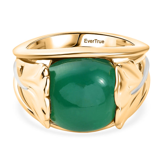 EVER TRUE Verde Onyx Ring Nickelfreies Messing Zweifarbige Beschichtung (Größe 18.00) ca. 7,12 ct