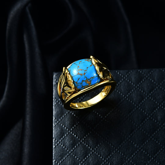 EVER TRUE Blaues Türkis Ring Nickelfreies Messing Zweifarbige Beschichtung (Größe 19.00) ca. 5,79 ct