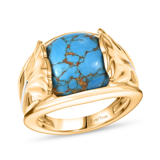 EVER TRUE Blaues Türkis Ring Nickelfreies Messing Zweifarbige Beschichtung (Größe 19.00) ca. 5,79 ct