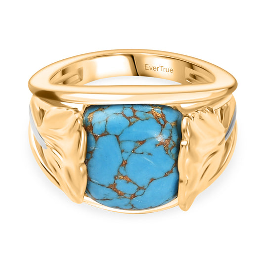 EVER TRUE Blaues Türkis Ring Nickelfreies Messing Zweifarbige Beschichtung (Größe 19.00) ca. 5,79 ct