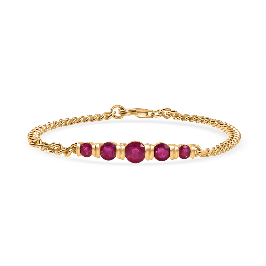 D'Joy Afrikanischer Rubin (Fissure gefüllt) Armband ca. 19 cm 925 Silber 750 Gelbgold Vermeil ca. 3.67 ct