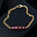 D'Joy Afrikanischer Rubin (Fissure gefüllt) Armband ca. 19 cm 925 Silber 750 Gelbgold Vermeil ca. 3.67 ct