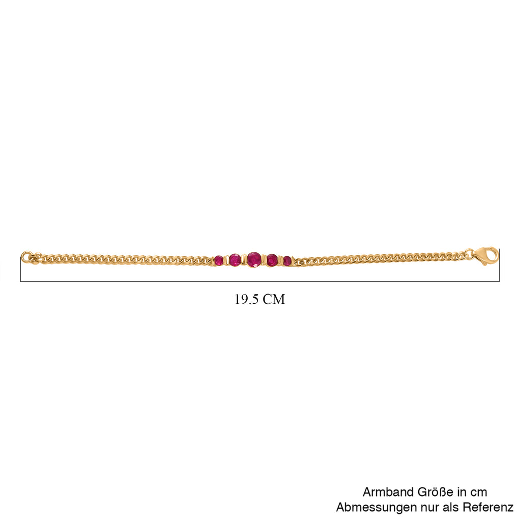 D'Joy Afrikanischer Rubin (Fissure gefüllt) Armband ca. 19 cm 925 Silber 750 Gelbgold Vermeil ca. 3.67 ct