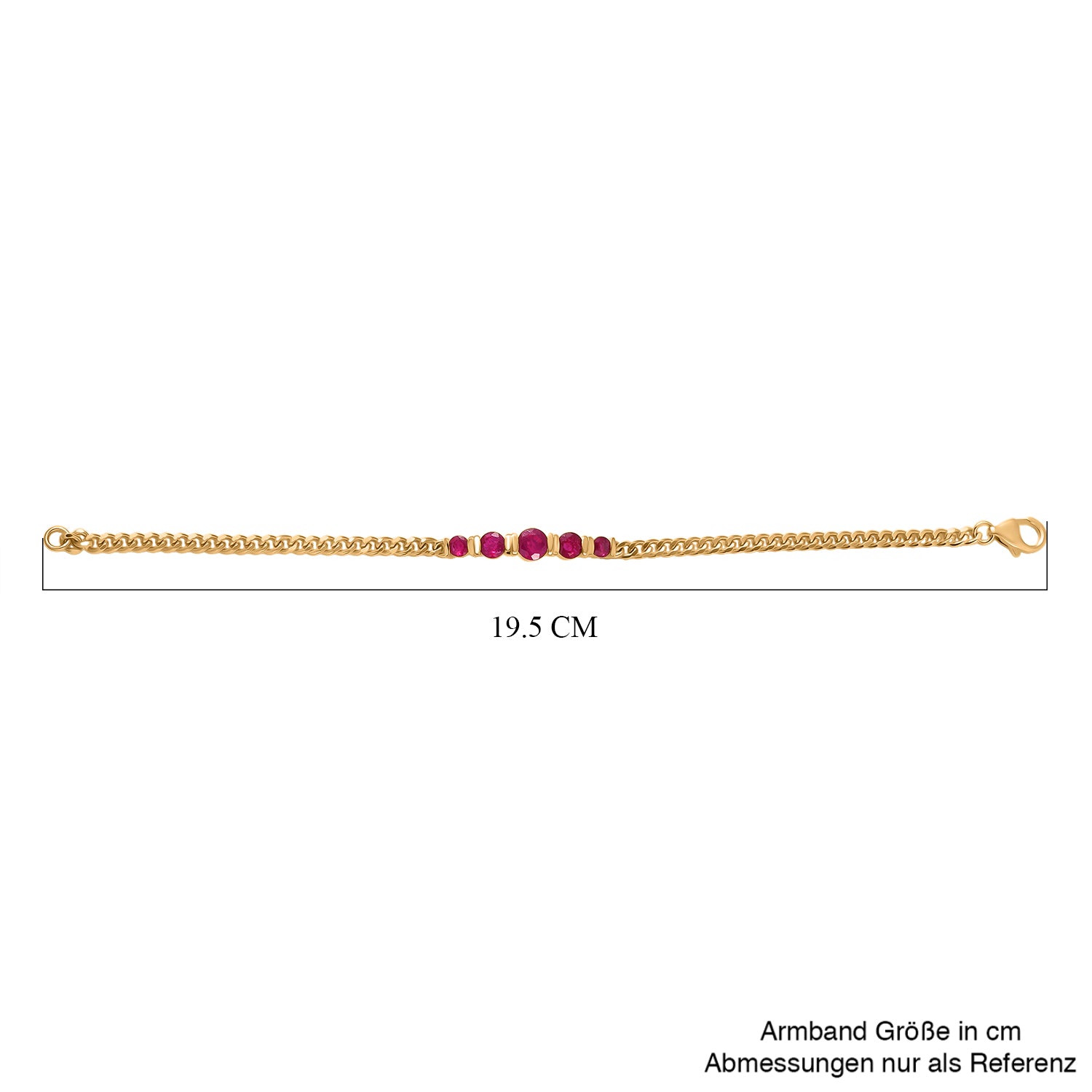 D'Joy Afrikanischer Rubin (Fissure gefüllt) Armband ca. 19 cm 925 Silber 750 Gelbgold Vermeil ca. 3.67 ct