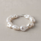 D'Joy Weiße Barockperle (13-16 mm) Armband ca. 19 cm + 5 cm Extender, 925 Silber rhodiniert