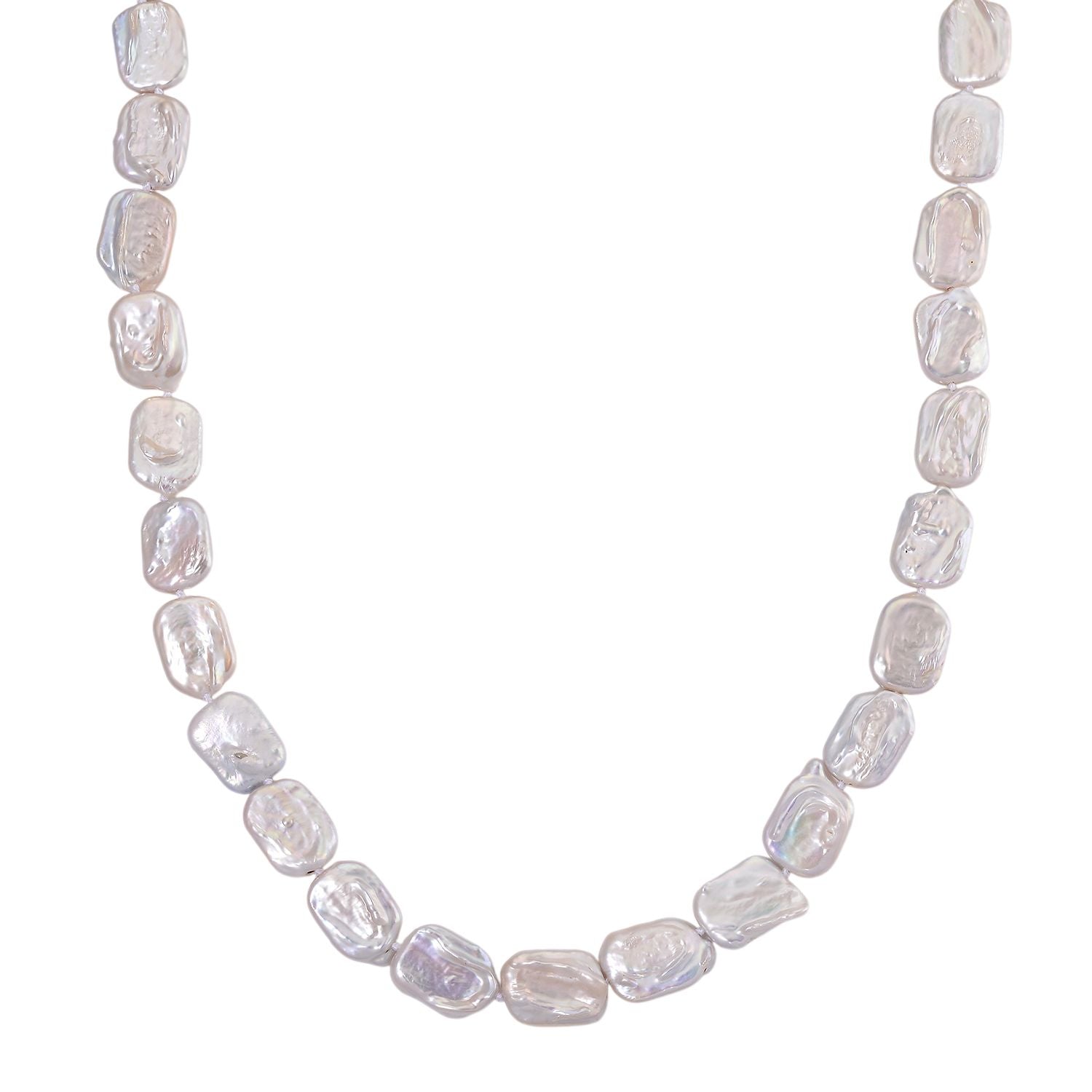 D'Joy Weiße Keshi Perle Halskette ca. 50 cm 925 Silber vergoldet 0.10 ct