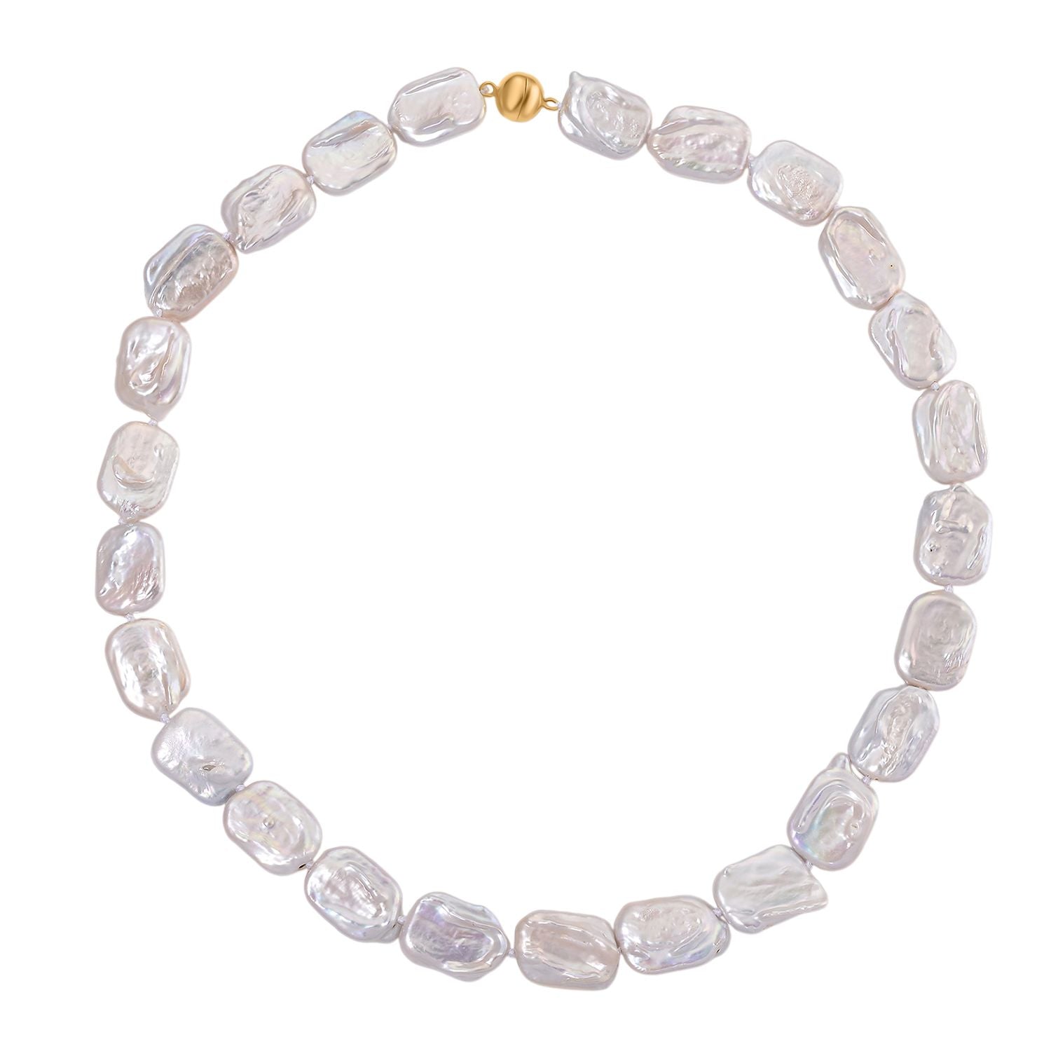 D'Joy Weiße Keshi Perle Halskette ca. 50 cm 925 Silber vergoldet 0.10 ct