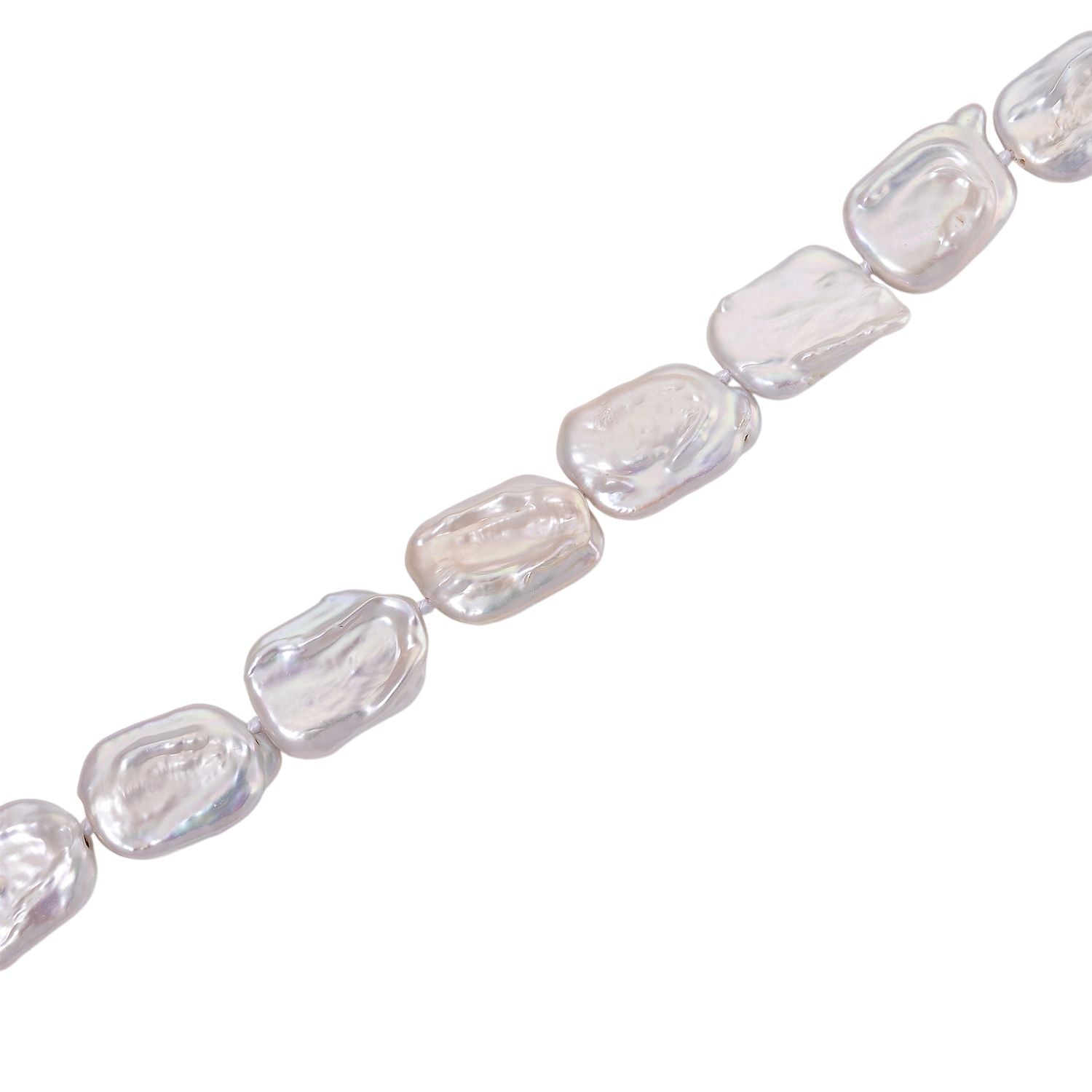 D'Joy Weiße Keshi Perle Halskette ca. 50 cm 925 Silber vergoldet 0.10 ct