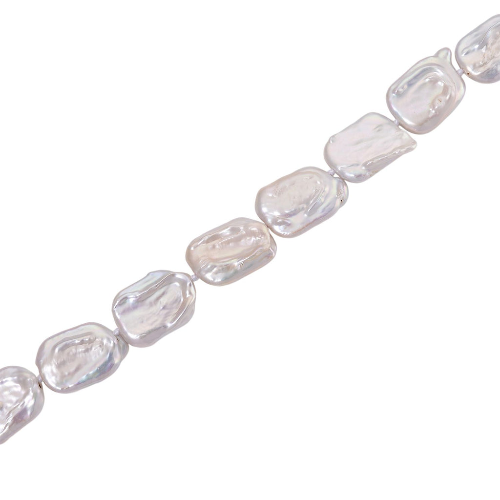 D'Joy Weiße Keshi Perle Halskette ca. 50 cm 925 Silber vergoldet