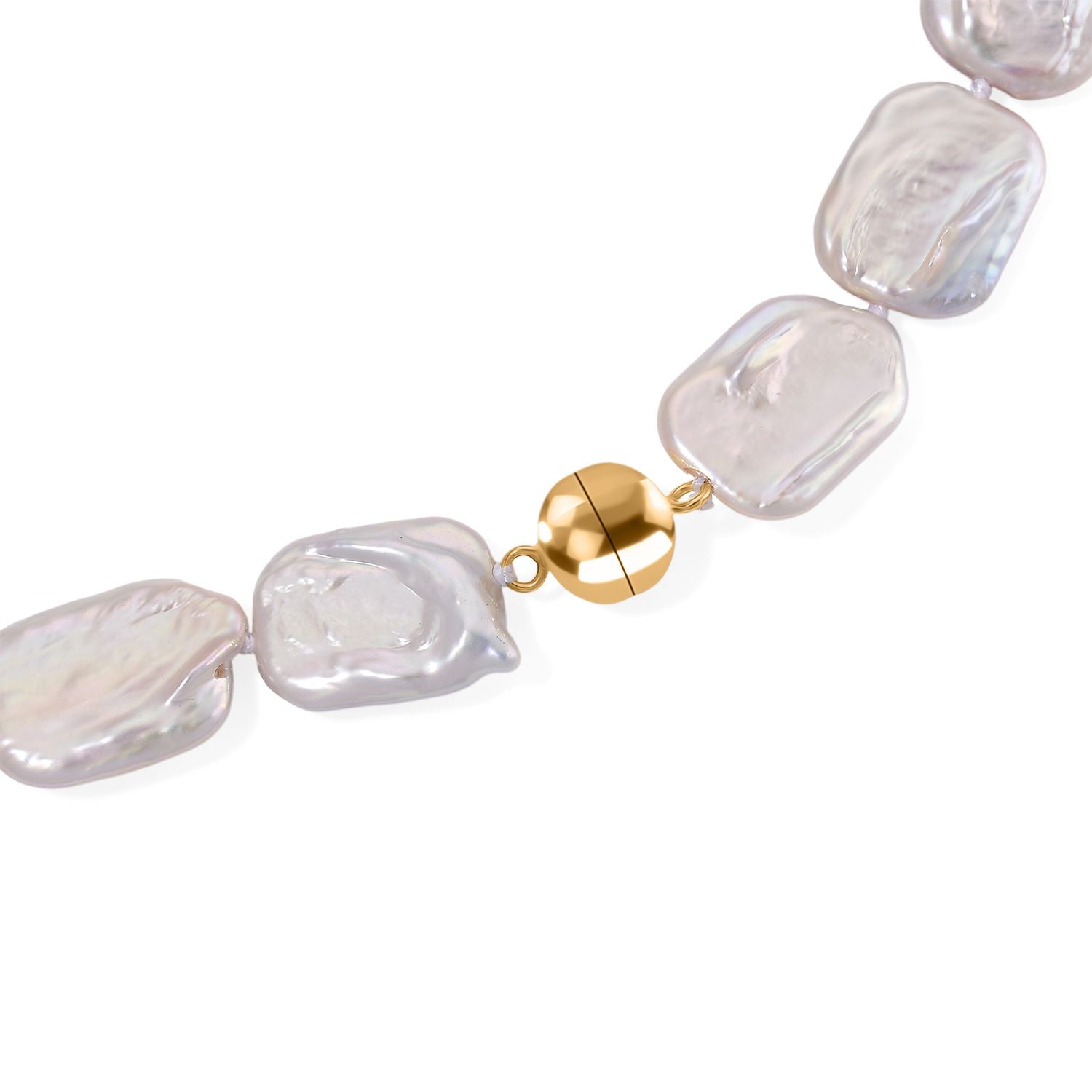 D'Joy Weiße Keshi Perle Halskette ca. 50 cm 925 Silber vergoldet 0.10 ct