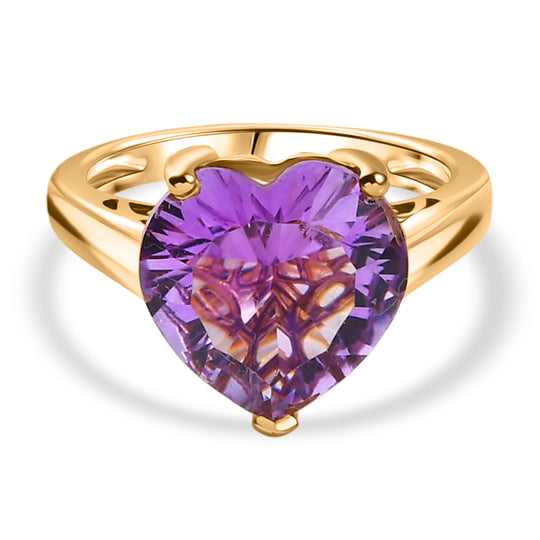 D'Joy AA Rose De France Amethyst Ring 925 Silber Gelbes Gold (Größe 18.00) ca. 5,41 ct