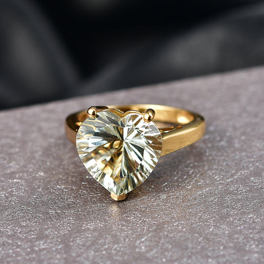 D'Joy AA Prasiolith Ring 925 Silber Gelbes Gold (Größe 21.00) ca. 5,67 ct