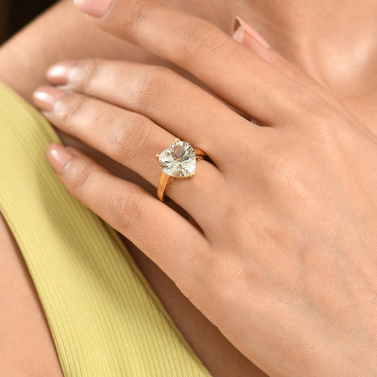 D'Joy AA Prasiolith Ring 925 Silber Gelbes Gold (Größe 21.00) ca. 5,67 ct