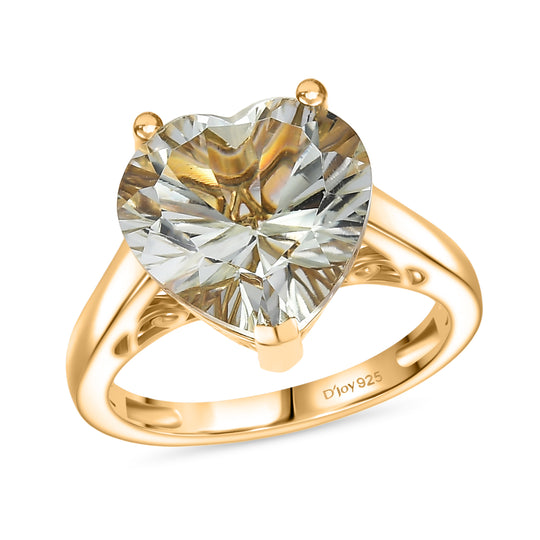 D'Joy AA Prasiolith Ring 925 Silber Gelbes Gold (Größe 21.00) ca. 5,67 ct
