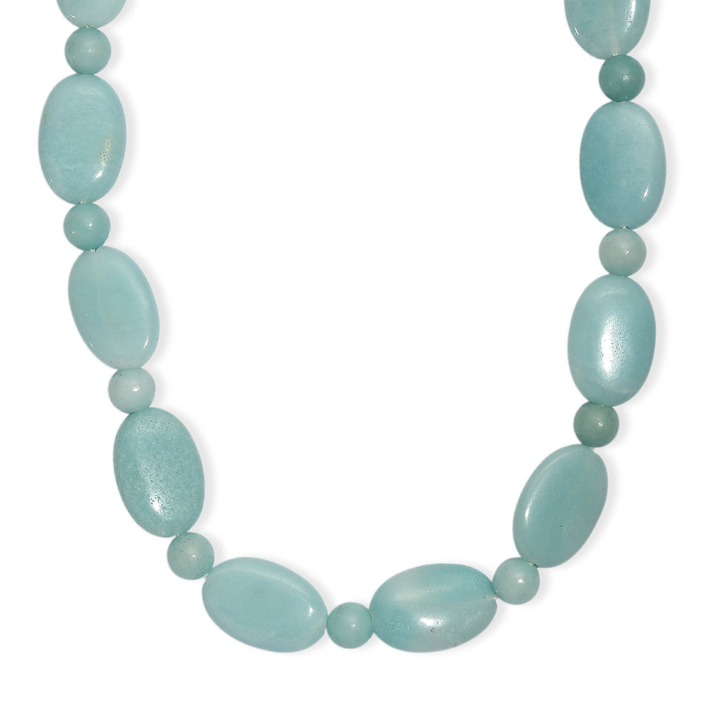 EVER TRUE Amazonit Halskette ca. 45 cm + 2.5 cm Extender, Nickelfreies Messing platiniert ca. 210.00 ct