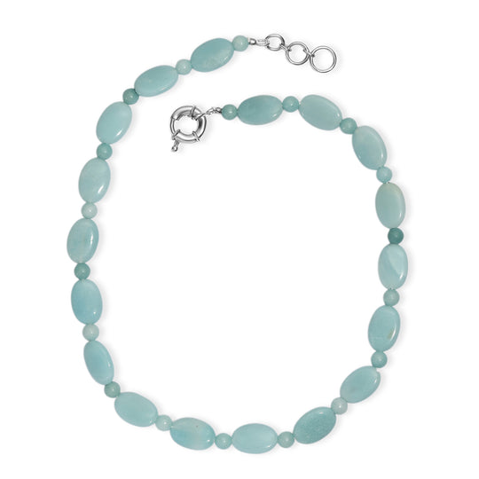 EVER TRUE Amazonit Halskette ca. 45 cm + 2.5 cm Extender, Nickelfreies Messing platiniert ca. 210.00 ct