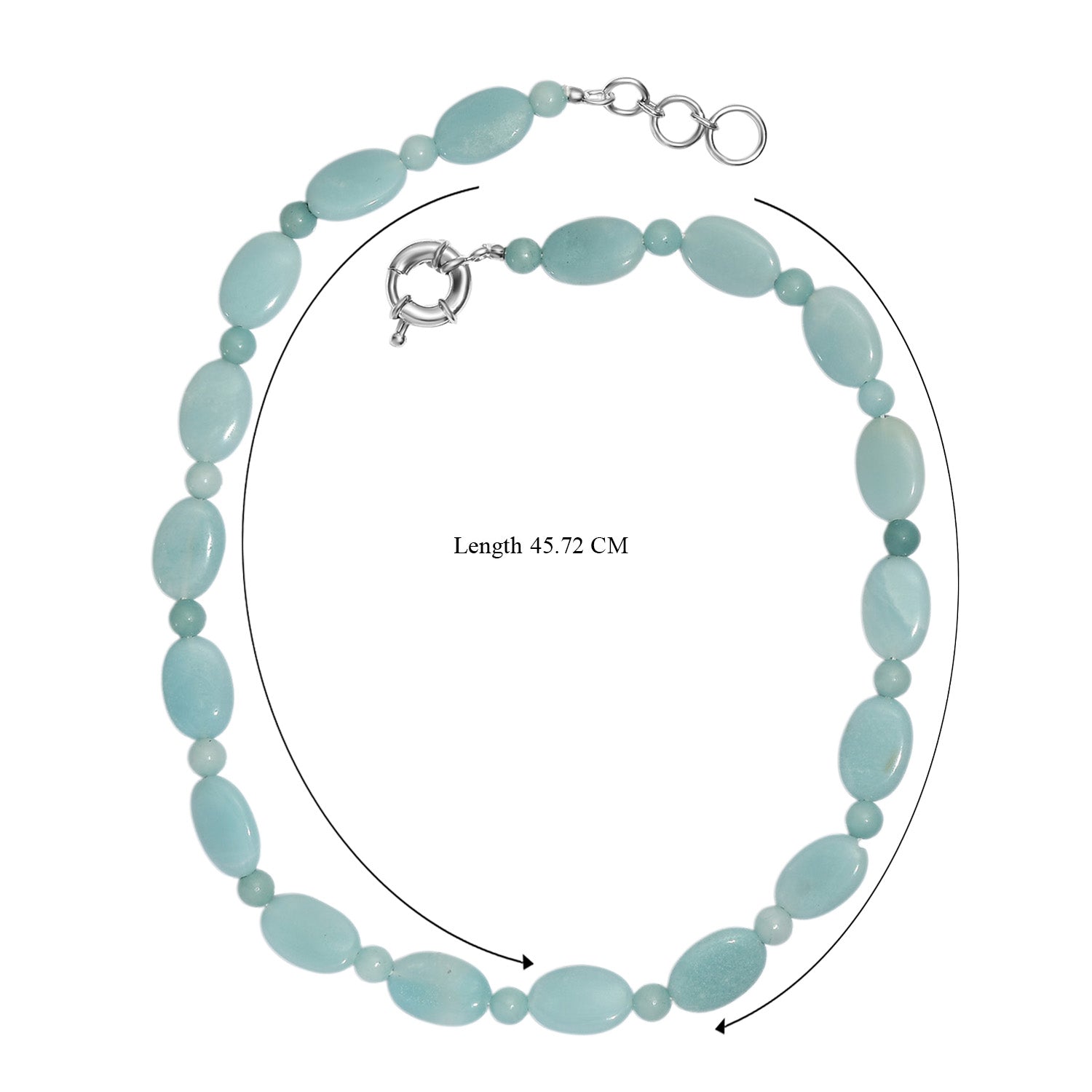 EVER TRUE Amazonit Halskette ca. 45 cm + 2.5 cm Extender, Nickelfreies Messing platiniert ca. 210.00 ct